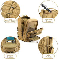 Sac à dos de randonnée grande capacité personnalisé pour l'extérieur, imperméable, durable, sac d'assaut 45L, sac à dos tactique, sac d'étudiant unisexe en polyester