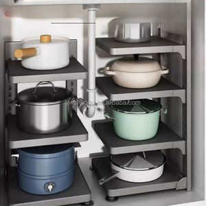 Étagère de rangement réglable multi-niveaux en acier pour cuisine, armoire, évier et salle de bain, idéale pour organiser casseroles et épices - Product Image 4