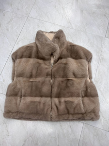 Gilet <span class=keywords><strong>di</strong></span> Pelliccia <span class=keywords><strong>di</strong></span> Lusso da Donna con Collo Alto, Cappotto in <span class=keywords><strong>Visone</strong></span> Naturale Completo, Capospalla Casual per l'Inverno - Product Image 2