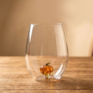 Vaso de Vidrio de Borosilicato Alto con Figura de Calabaza 3D en el Interior, Vaso de Agua Soplado a Mano para Café, Jugo, Decoración del Hogar - Product Image 1