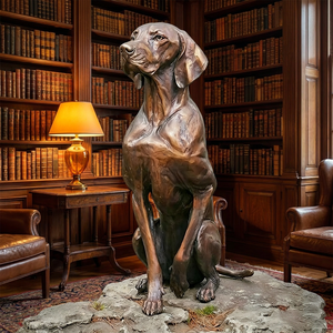 Escultura de bronce artesanal fundido por la técnica de la cera perdida de un <span class=keywords><strong>Vizsla</strong></span> - Postura de caza totalmente realista y patina artística, escultura de bronce - Product Image 3