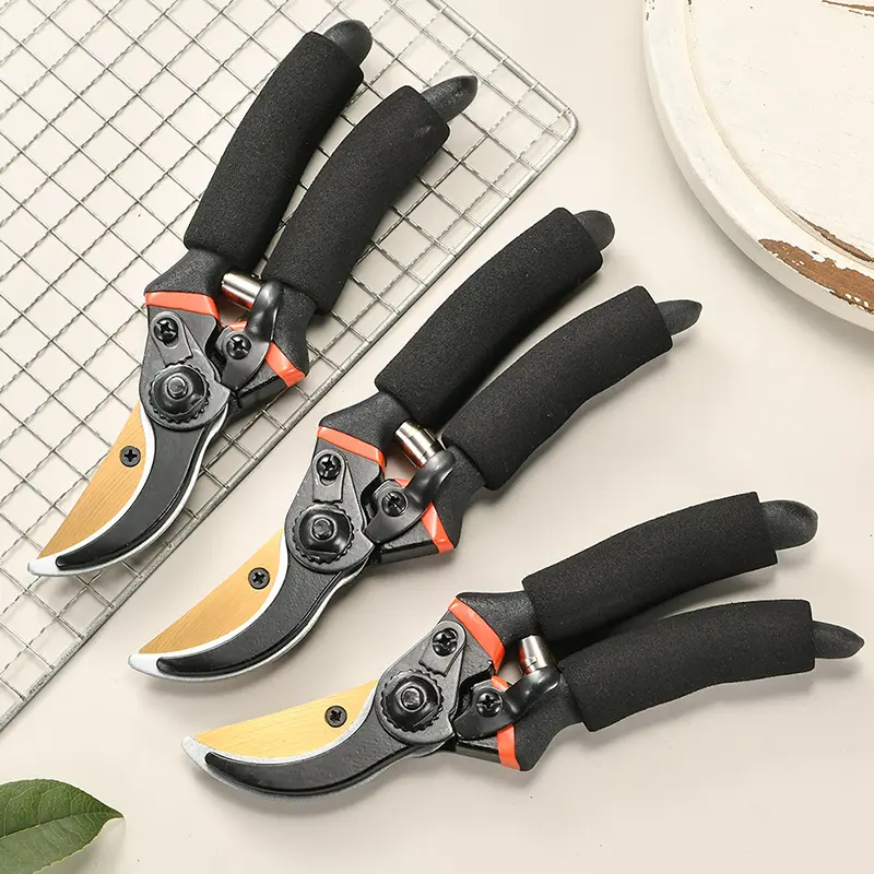 Heavy duty pruner shears garden scissors titanium coated curved precision small farm tools anvil pruning shears