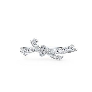 Anillo de Plata de Ley S925 de Lujo con Diamantes Completos y Lazo de Cinta, Anillo de Moda Exquisito para una Mujer con Estilo - Product Image 5