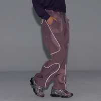 Impression tie-dye à la mode taille réglable, rayures réfléchissantes, pantalon cargo ample extérieur unisexe imperméable pantalon décontracté pour hommes