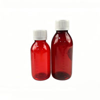 Flacon ovale en PET ambré pour médicaments sur ordonnance et flacon en PET pour sirop avec couvercle et échelle graduée, pour médicaments liquides et sirops