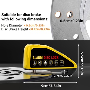 UMEDO Anti-theft Alarm Disc Brake <strong>Lock</strong> Kids' Scooter Motorcycle Key Disc Bike <strong>Lock</strong> <strong>Portable</strong> Key Electronic Bike <strong>Lock</strong> - Product Image 3