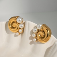 2024 Dazan nouvel été 18k plaqué or hypoallergénique en acier inoxydable Vintage escargot Super brillant griffe boucles d'oreilles danseur bijoux