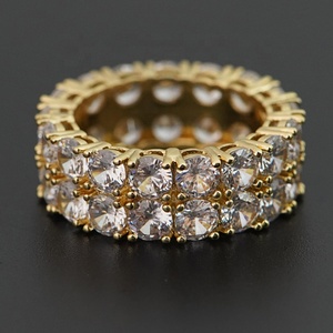 Hip Hop Iced Out Ring 14 Karat Vergoldung Zirkonia Großer Ring für Männer Bling Rapper Schmuck Messing Schmuck Herren
