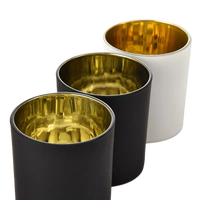 Porte-bougie personnalisable avec logo, de haute qualité, en verre plaqué or, blanc mat, écologique, durable, pour Noël et la maison