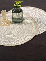 Vente en gros Napperon rond bohème en jute tissé pour la table à manger Set de table en jute bohème résistant à la chaleur Lot de 6
