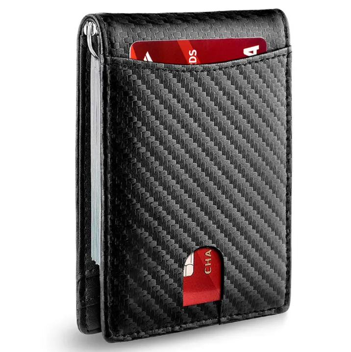 Large Capacity Solid Open Luxury Wallet Purse Slim Minimalist ID Card Bifold card holder RFID Blocking carbon fiber wallet