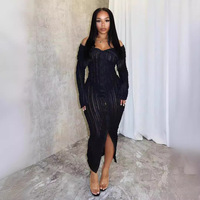 Robe fourreau chic style européen et américain, col licou sexy, motif ondulé inspiré des créateurs, coupe classique, idéale pour l'été – Notre meilleure vente