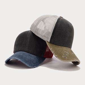 Nouvelle Arrivée Casquette Trucker en Maille Bicolore 5 Panneaux, en Coton Vieilli et Délavé, Style Dad Hat, Casquette de Baseball Sportive - Product Image 2