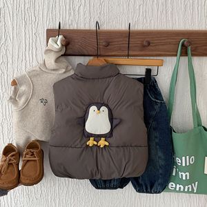 <span class=keywords><strong>Gilet</strong></span> imprimé teint en pièce pour enfants, style coréen, nouveau, pour garçons et filles, motif pingouin mignon, col montant, tendance, passe-partout - Product Image 6
