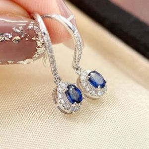 Pendientes de Oro Puro de 18k con Zafiro Azul Real y Diamantes, Modelo Au750 de Xinfly, Precio de Fábrica para Joyería Femenina - Product Image 5