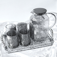 Théière en verre avec couvercle et plateau, carafe à boisson, pot à thé en verre résistant à la chaleur, idéal pour la restauration, la salle à manger et la maison - Vente chaude