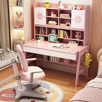 Bureau d'étude pour enfants en bois massif de style nordique avec bibliothèque intégrée, hauteur réglable, ensemble chaise et bureau multifonctionnel