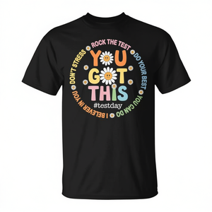 Camiseta motivacional You Got This Test Day, unisex, cuello redondo, manga corta, estampado digital - Product Image 3