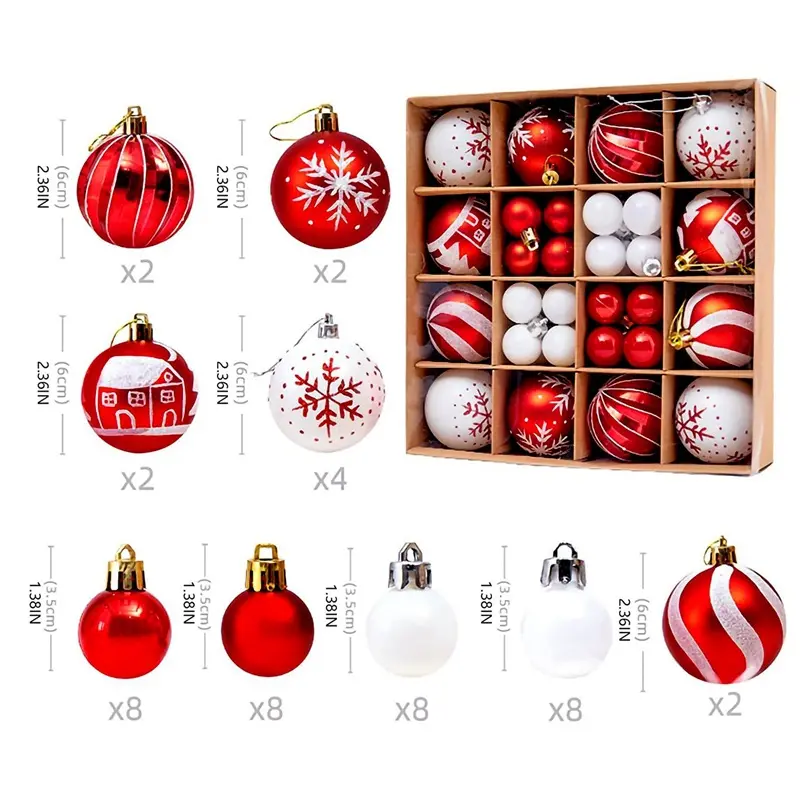 Bola De Natal 4/5/6/8cm 24 Pack Galvanizado Bola De Natal Decoração Da Árvore De Natal Bola Barril Fábrica De Vendas Diretas