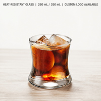 Gobelet à café en verre résistant à la chaleur sans poignée pour latte glacé 260ml 350ml, tasse en verre avec logo personnalisé
