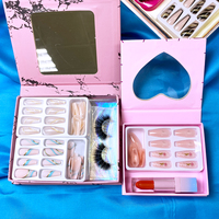 Gefälschte Presse auf Nägeln Nerz Vegan Lash Vendor Großhandel Private Label Full Strip Wimpern Verpackung Benutzer definierte 3D 5D Nerz Wimpern Bo
