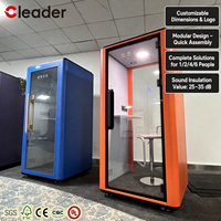 Modern Soundproof Meeting Pod 4-8 Person Acoustic Conference Booth Movable Private Meeting Room with Ventilation System