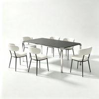 Ensemble de table à manger rectangulaire minimaliste tout en métal avec 4 chaises, table de cuisine en acier, table à dîner moderne industrielle, meubles robustes pour la maison