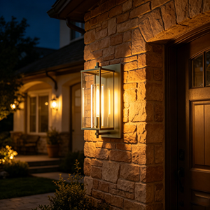 Lámpara <span class=keywords><strong>de</strong></span> Pared Exterior Moderna con Marco y Lente <span class=keywords><strong>de</strong></span> Vidrio Transparente, Impermeable, para Jardín, Porche, Balcón, Patio - Product Image 3