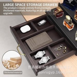 Wooden Cosmetic <b>Storage</b> Rack Desktop Tiered Perfume Holder With <b>Drawers</b> Jewelry <b>Box</b> Rectangle 3 Floors Multipurpose - Product Image 3