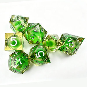 High Clarity Sharp Edge Resin Green Liquid Core DND Game <b>Dice</b> 7Pcs Full <b>Set</b> Fast Shipping Worldwide Bulk Order - Product Image 3