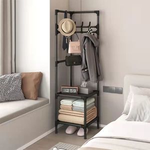 Corner coat <b>rack</b>, floor-standing, for bedroom, bedside, clothes hanging <b>rack</b>, simple <b>storage</b> <b>rack</b>, wall corner clothes hanging - Product Image 2