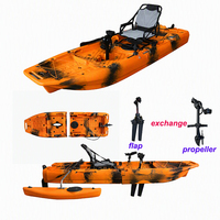 Kayak modulaire de 9,2 pieds pour une personne, avec système de propulsion à pédales détachable et moteur électrique interchangeable, kayak sit-on-top en HDPE, vente en gros