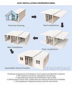 Conteneurs d'expédition préfabriqués personnalisés de 20 pieds Structure pliable en acier Maisons préfabriquées de 40 pieds pour usage de bureau - Product Image 5