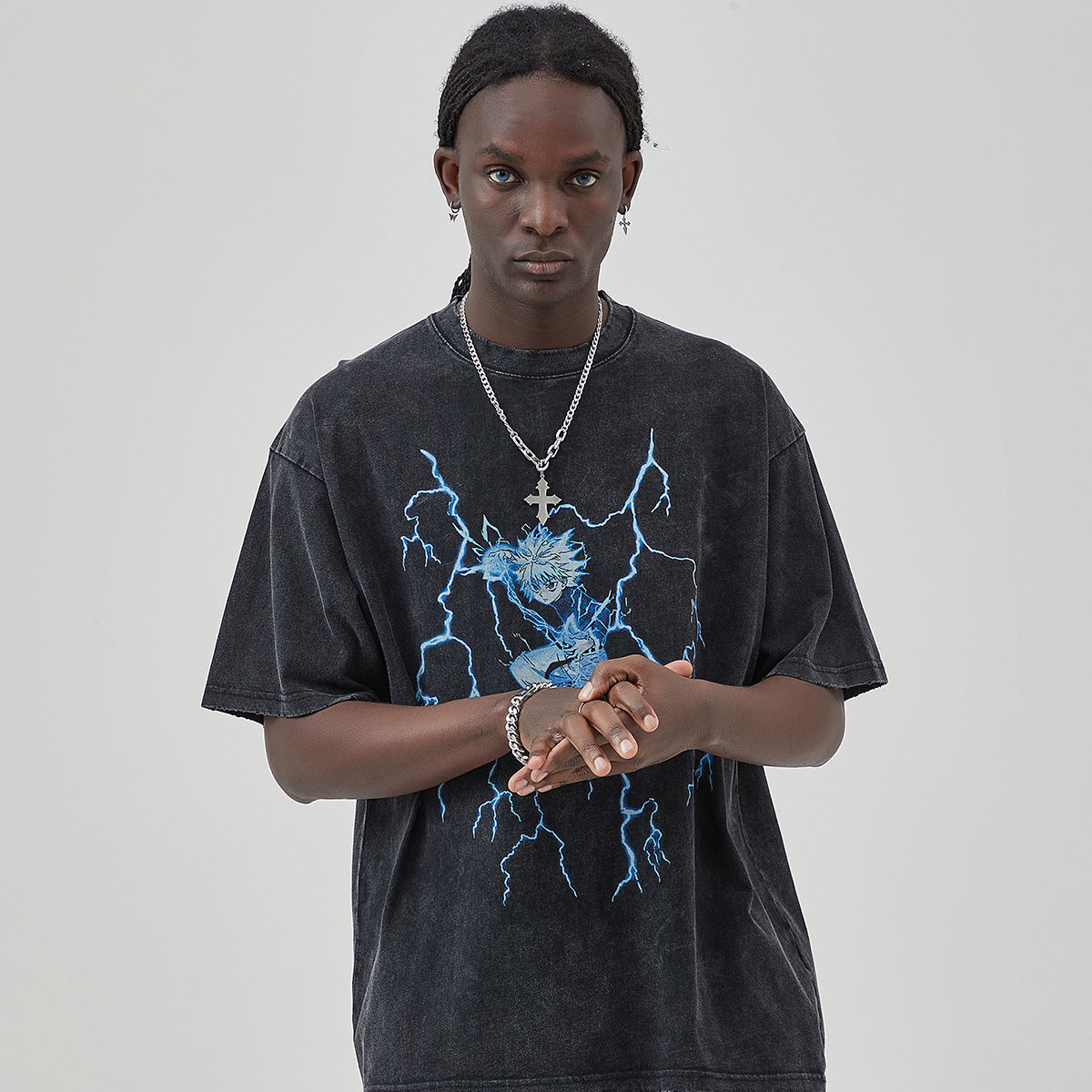 Vintage Cartoon Anime Printed T-Shirt Graphic Japanese 100% Cotton