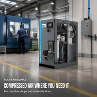 Compresseur à vis à injection d'huile Atlas Copco GA15 VSD+ FF toutes fonctions avec contrôleur NEOS NEXT et design en armoire verticale