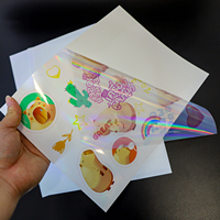 Papier autocollant transparent holographique arc-en-ciel en vinyle PET A3 A4 imperméable, acrylique PE auto-adhésif pour imprimante jet d'encre et masquage