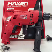 Perceuse à percussion électrique MAXSTI, perceuse à percussion filaire 650W, perceuse à main haute puissance, machine à percer le béton et le bois avec poignée auxiliaire