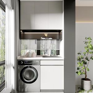 Organisateur de détergent de stockage dissimulable en bois durable armoire de Machine à laver peu encombrante pour la maison appartement hôtel utilitaire - Product Image 1