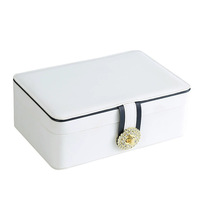 Boîte de rangement à bijoux de luxe européenne Fuxin à double couche en PU, grande capacité, multi-niveaux, 23x16x9cm, pour boucles d'oreilles, bagues, accessoires