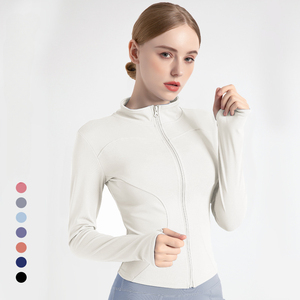 Veste de survêtement pour femme, coupe ajustée, manches longues, avec trous pour les pouces, idéale pour le fitness, le yoga et l'entraînement - Product Image 1
