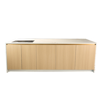 Cuisine extérieure moderne YardLux avec îlot BBQ, armoires en aluminium et acier inoxydable, plan de travail en granit et évier - pour usage domestique