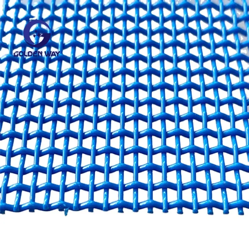 青と白の正方形の穴コンベアベルトポリエステル100メッシュ中国製