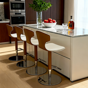 Living Room Chair Modern Chairs for Kitchen Island <b>Leather</b> <b>Bar</b> <b>Stools</b> with Backrest Dining - Product Image 1