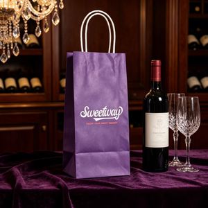 Luxury Recyclable Kraft <b>Paper</b> Eco <b>Bags</b> with Hand Length Handle for Wine - Product Image 1