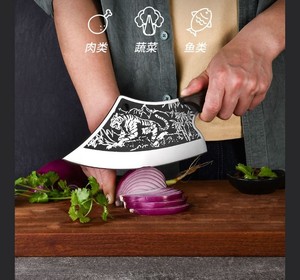 Full Tang Handgemaakt 7.5/8 Inch Tijgerpatroon Vleesmes Keukenmes <span class=keywords><strong>Chinese</strong></span> Chef-Kok Hakmes Met Dekmantel - Product Image 6
