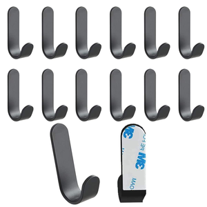Paquete de 12 ganchos de toalla adhesivos de acero inoxidable 304 para montaje en pared - Product Image 1