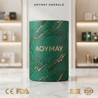 Emballage personnalisé haut de gamme, tube en papier écologique de luxe avec couvercle à ouverture supérieure, effet marbré 3D avec veines dorées brillantes, pour cosmétiques