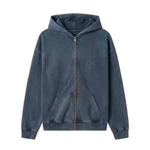 Sweat à capuche zippé en molleton épais à épaules tombantes personnalisé, Tendance 2026, style oversize, effet délavé soleil, streetwear, décontracté et sportif - Product Image 1