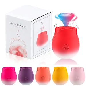 Вибратор в форме розы с градиентным цветом, стимулятор клитора, мягкий силикон, перезаряжаемый, тихий, секс-игрушка для женщин и пар - Product Image 2