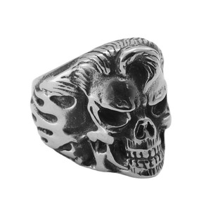 Skull <b>Ring</b> Men's <b>Titanium</b> Steel Silver Retro Punk Style Jewelry Gift 290104 - Product Image 5